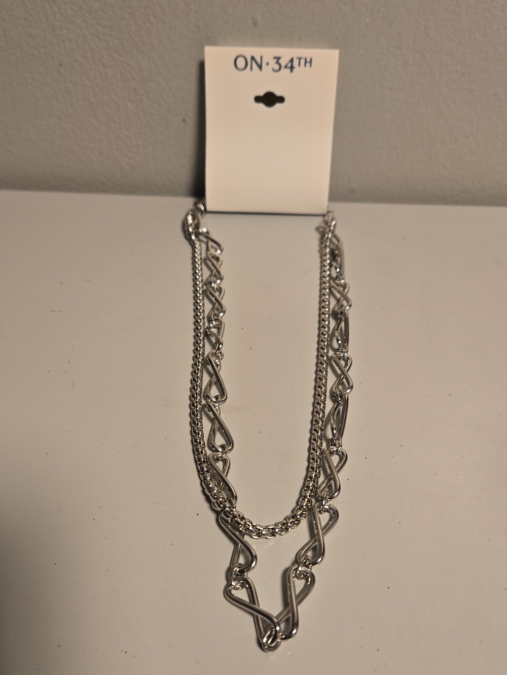 ON·34TH Layered Silver-Link Necklace